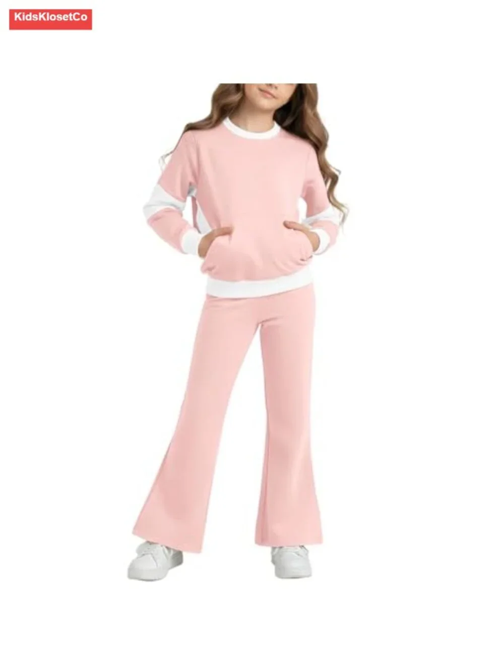 Girls 2 Piece Sweatsuit Set Long Sleeve Jogger Pants Polyester Spandex